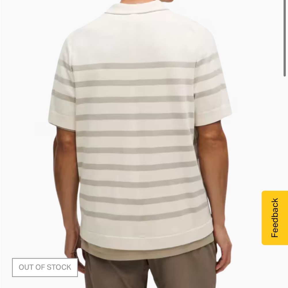 lululemon athletica Men's Polo - peach Cream and Gray Stripes